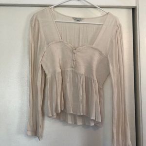 American Eagle off white long sleeve blouse